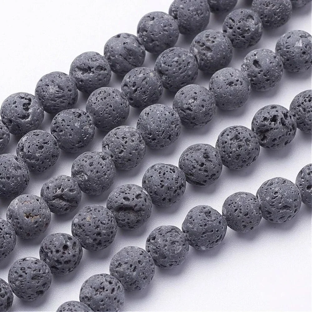 6MM‎ Gray Lava Rock Beads-ONE Gemstone Bead Strand-Jewelry Supplies Crafts NWT